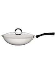 Tramontina Black Stainless Steel Wok with Glass Lid 28cm - Image 2 of 5