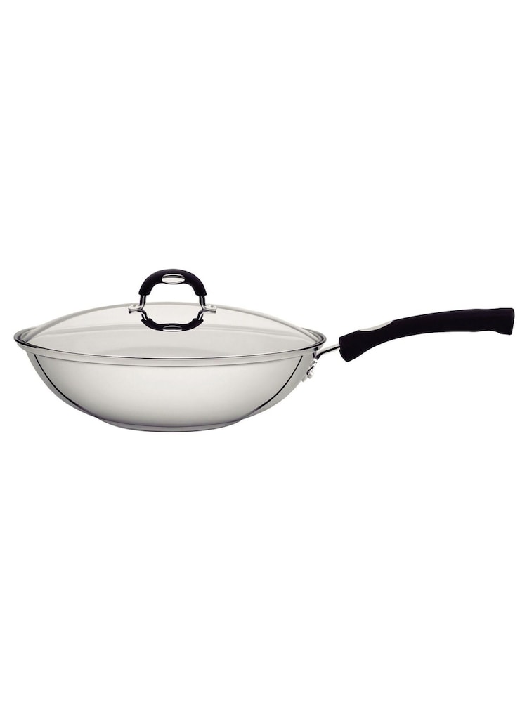 Tramontina Black Stainless Steel Wok with Glass Lid 28cm - Image 2 of 5 Tramontina Black Stainless Steel Wok with Glass Lid 28cm - Image 2 of 5