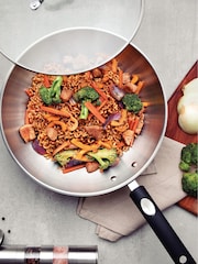 Tramontina Black Stainless Steel Wok with Glass Lid 28cm - Image 3 of 5