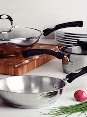 Tramontina Black Stainless Steel Wok with Glass Lid 28cm - Image 4 of 5