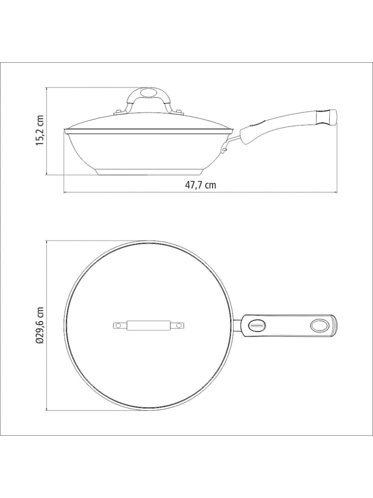 Tramontina Black Stainless Steel Wok with Glass Lid 28cm - Image 5 of 5 Tramontina Black Stainless Steel Wok with Glass Lid 28cm - Image 5 of 5