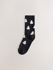 Black/Pink Halloween Patterned Ankle Socks 4 Pack - Image 4 of 7