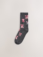 Black/Pink Halloween Patterned Ankle Socks 4 Pack - Image 5 of 7