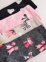 Black/Pink Halloween Patterned Ankle Socks 4 Pack - Image 6 of 7