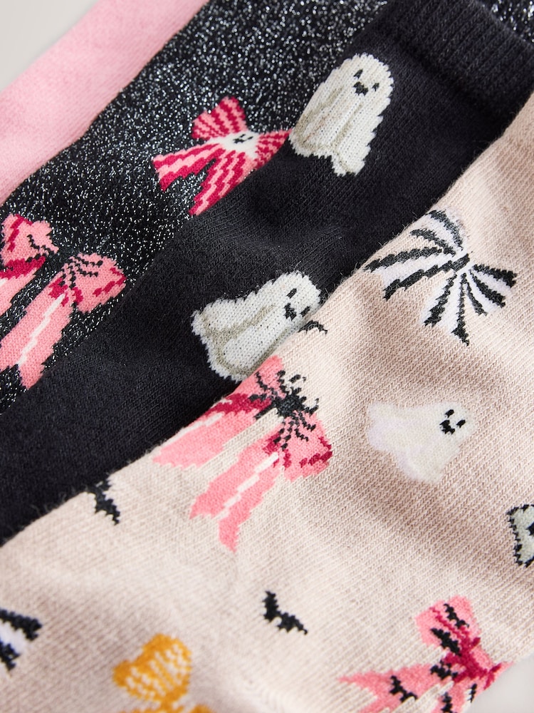 Black/Pink Halloween Patterned Ankle Socks 4 Pack - Image 7 of 7 Black/Pink Halloween Patterned Ankle Socks 4 Pack - Image 7 of 7
