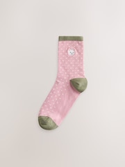 Novelty Cats - Embroidered Motif Stripe Ankle Socks 4 Pack - სურათი 3 7-დან