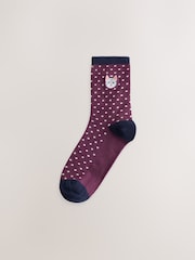 Novelty Cats - Embroidered Motif Stripe Ankle Socks 4 Pack - სურათი 4 7-დან