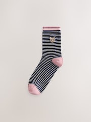 Novelty Cats - Embroidered Motif Stripe Ankle Socks 4 Pack - სურათი 5 7-დან