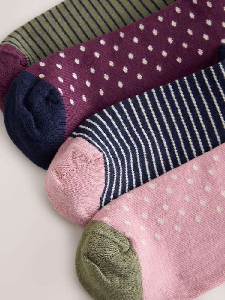 Novelty Cats - Embroidered Motif Stripe Ankle Socks 4 Pack - სურათი 7 7-დან