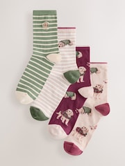 Charlie The Cockapoo Autumn Ankle Socks 4 Pack - Image 1 of 7