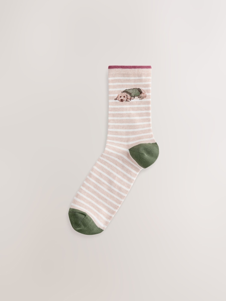 Charlie The Cockapoo Autumn Ankle Socks 4 Pack - Image 2 of 7