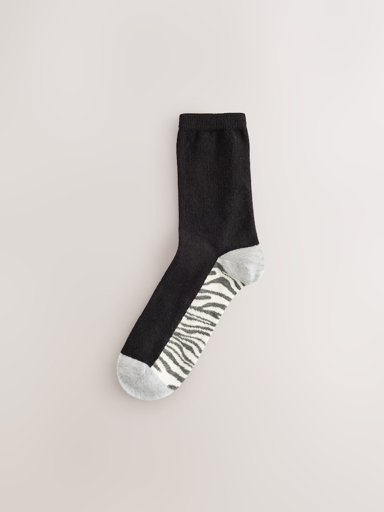 Grey Animal Footbed Ankle Socks 5 Pack - Image 2 of 8