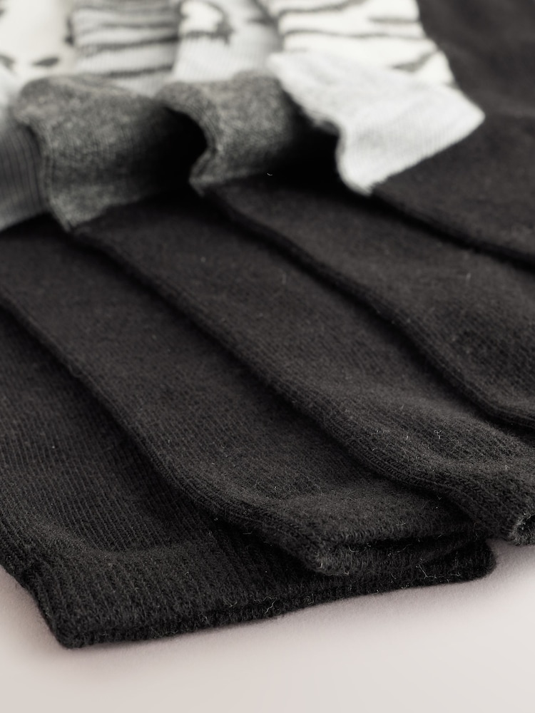 Grey Animal Footbed Ankle Socks 5 Pack - Image 8 of 8