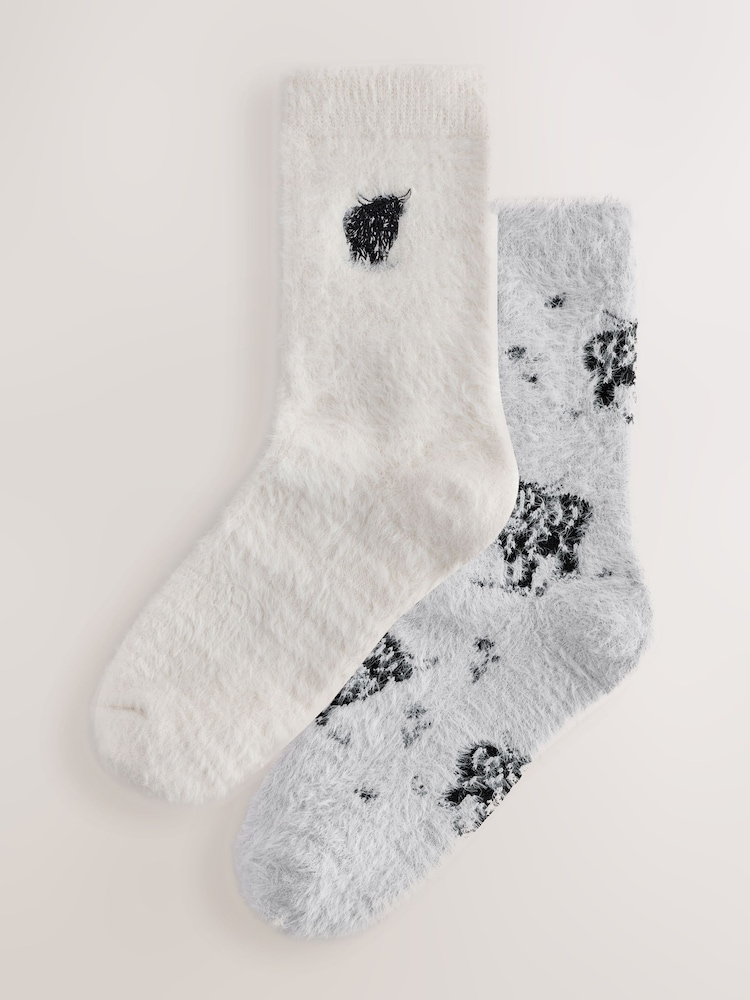 Hamish The Highland Cow Super Furry Cosy Socks 2 Pack - Image 1 of 5 Hamish The Highland Cow Super Furry Cosy Socks 2 Pack - Image 1 of 5