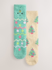 Christmas Tree Character Cosy Ankle Socks 2 Pack - Image 1 of 9