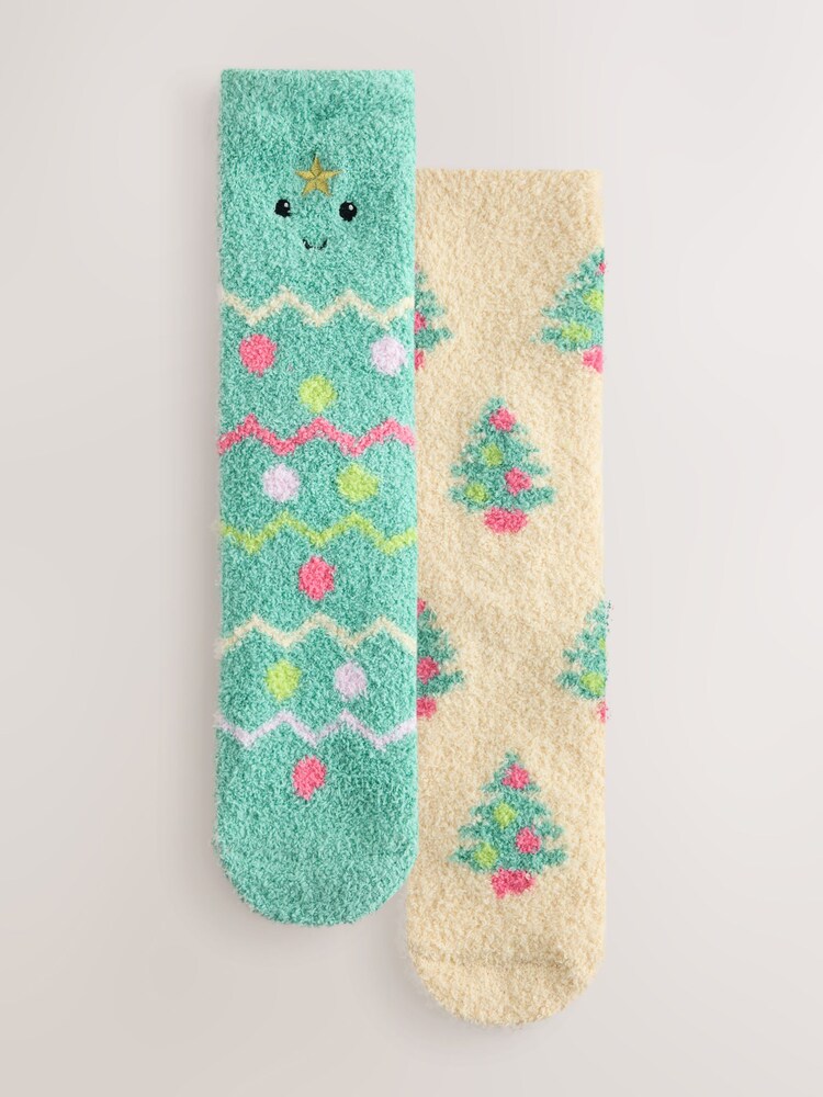 Christmas Tree Character Cosy Ankle Socks 2 Pack - Image 1 of 9