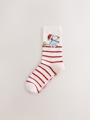 Crème/Rouge - Snoopy Matching Family Christmas Licensed Cosy Ankle Socks 2 Pack - Image 2 sur 5