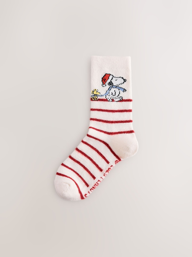 Crème/Rouge - Snoopy Matching Family Christmas Licensed Cosy Ankle Socks 2 Pack - Image 2 sur 5 Crème/Rouge - Snoopy Matching Family Christmas Licensed Cosy Ankle Socks 2 Pack - Image 2 sur 5