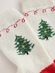 Cream/Red Happy Holidays Matching Family Christmas Cosy Socks 1 Pack - Image 3 of 4