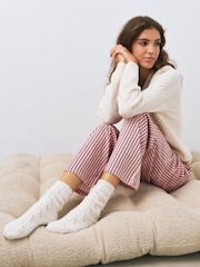 Rose Pink/Cream Cable Pointelle Knitted Cosy Ankle Socks 2 Pack - Image 2 of 8