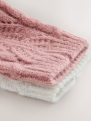 Rose Pink/Cream Cable Pointelle Knitted Cosy Ankle Socks 2 Pack - Image 8 of 8