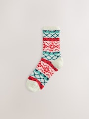 Red/Blue Fairisle Ski Cosy Ankle Socks 2 Pack - Image 2 of 5