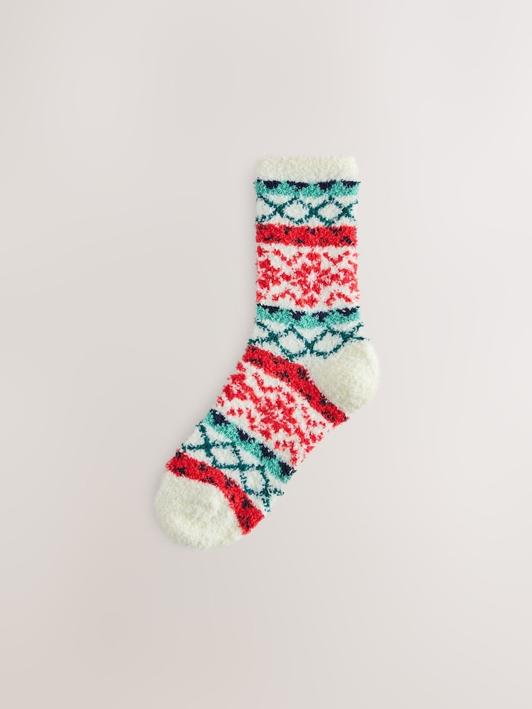 Red/Blue Fairisle Ski Cosy Ankle Socks 2 Pack - Image 2 of 5