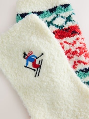 Red/Blue Fairisle Ski Cosy Ankle Socks 2 Pack - Image 4 of 5