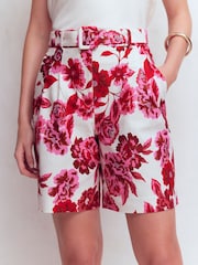Boden Pink Chelsea Belted Tailored Shorts - Image 5 of 7