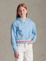 U.S. Polo Assn Blue Rainbow Stripe Double Horsemen Zip Hoodie - Image 1 of 7
