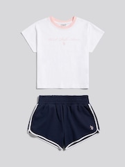 U.S. Polo Assn. Blue Script Graphic T-Shirt & Sweat Shorts Set - Image 1 of 3