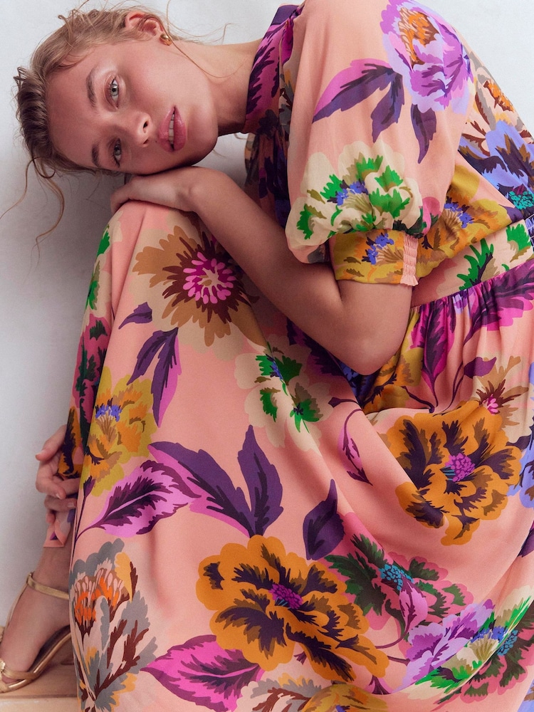 Boden Pink High Neck Blouson Sleeve Dress - Image 2 of 7