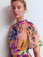 Boden Pink High Neck Blouson Sleeve Dress - Image 3 of 7