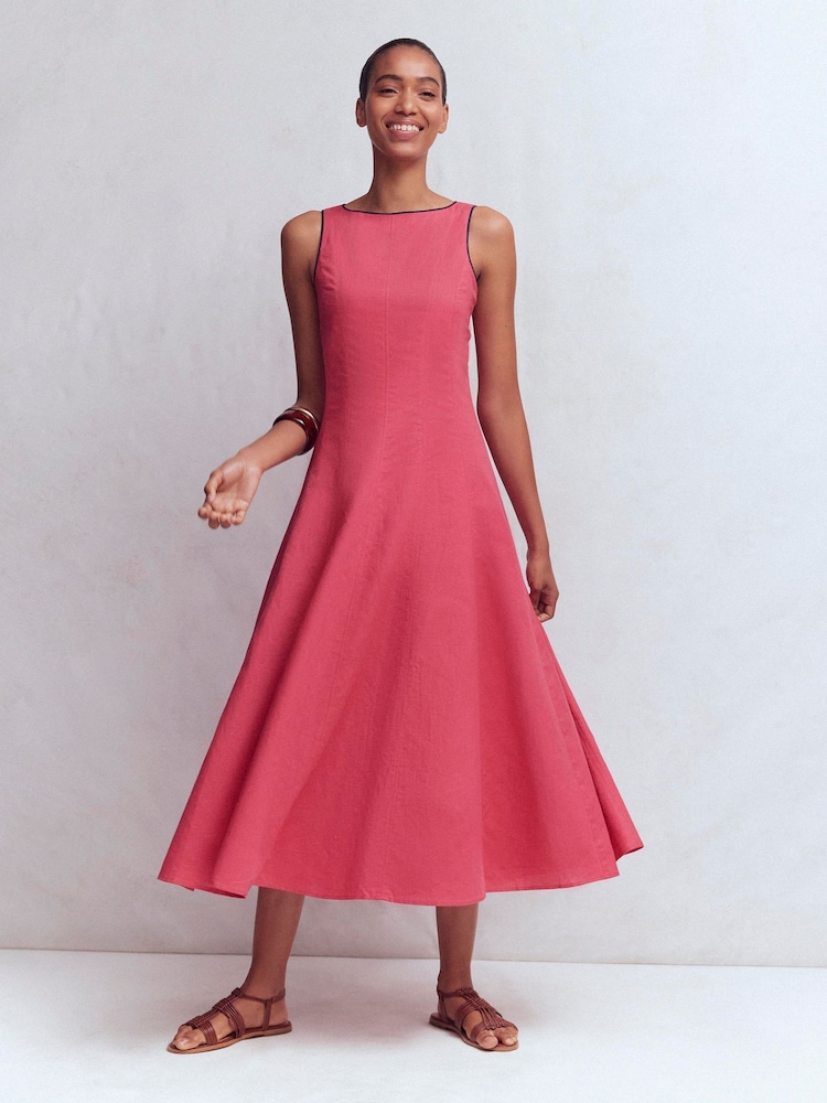 Boden Pink Annet Linen Blend Midi Dress - Image 1 of 7