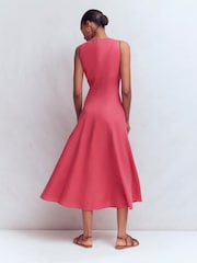Boden Pink Annet Linen Blend Midi Dress - Image 2 of 7