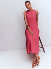 Boden Pink Annet Linen Blend Midi Dress - Image 3 of 7