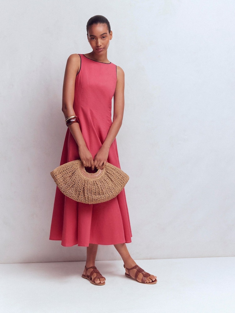 next pink linen dress Boden Women's Annet Linen Blend Midi Dress in Pink