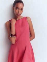 Boden Pink Annet Linen Blend Midi Dress - Image 5 of 7