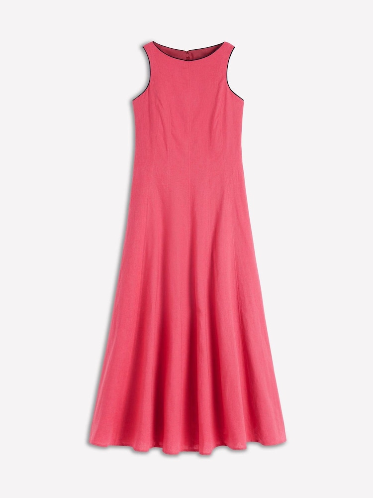 Boden Pink Annet Linen Blend Midi Dress - Image 7 of 7