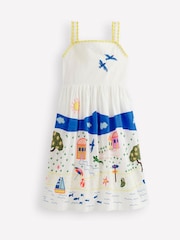 Boden Cream Logo Sun Dress - Image 1 of 3