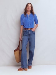 Boden Blue Eda Ruffle Front Shirt - Image 5 of 6