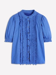 Boden Blue Eda Ruffle Front Shirt - Image 6 of 6