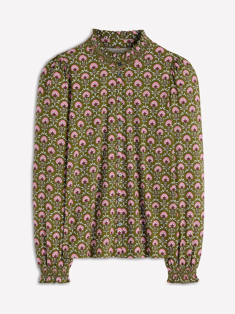 Boden Green Effie Smocked Detail Shirt - Image 1 of 1