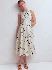 Boden Cream Annet Linen Blend Midi Dress - Image 4 of 7