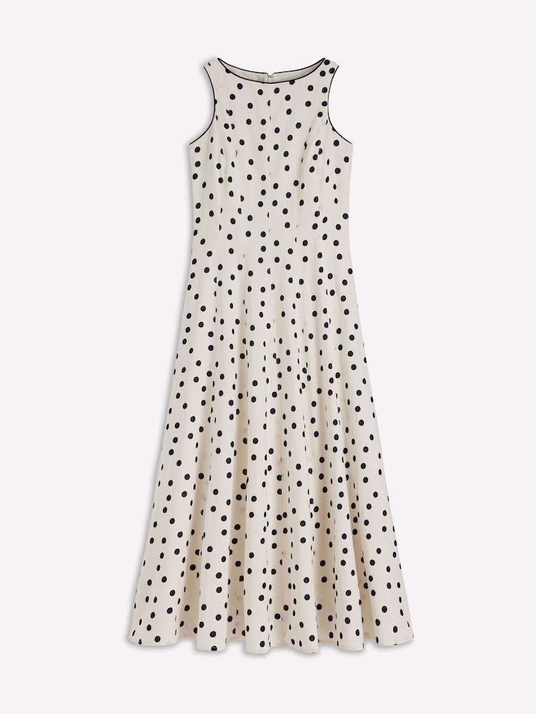 Boden Cream Annet Linen Blend Midi Dress - Image 7 of 7