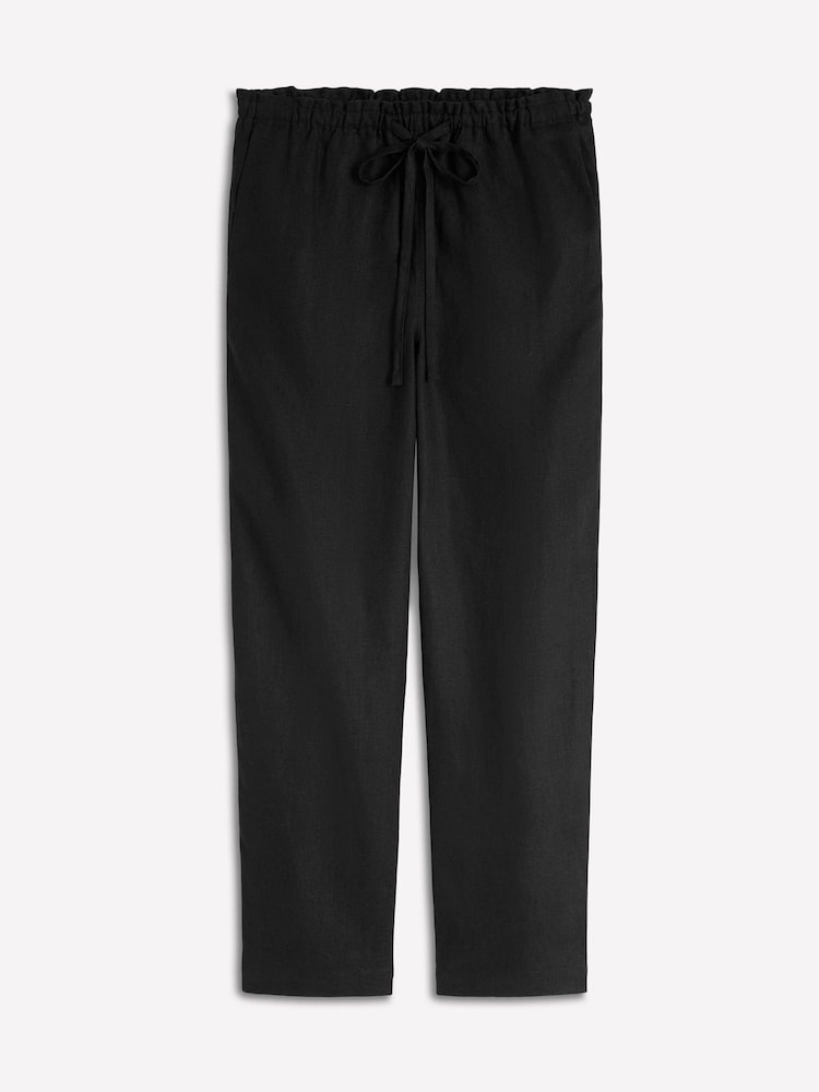 Boden Black Islington Linen Crop Trousers - Image 1 of 1