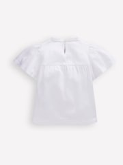 Boden White Embroidered Flutter Sleeve Top - Image 2 of 3