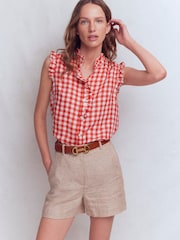 Boden Red Isabel Sleeveless Linen Top - Image 2 of 6