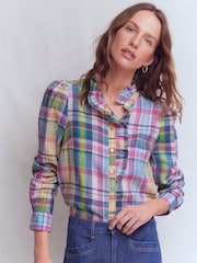 Boden Green Isabel Ruffle Linen Shirt - Image 1 of 4