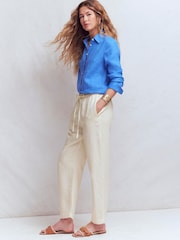Boden Cream Islington Linen Crop Trousers - Image 1 of 6